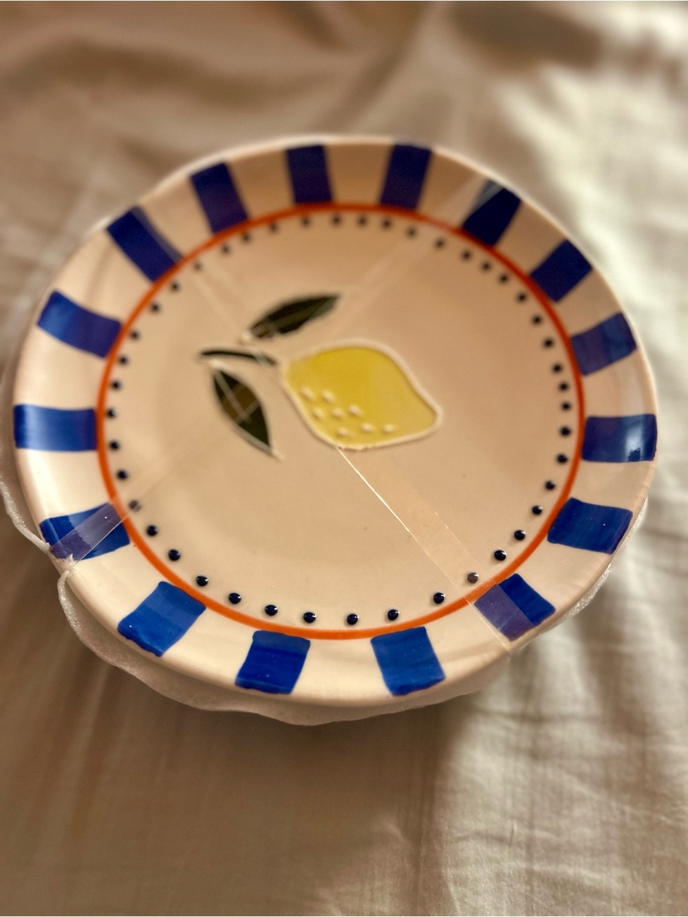 Hand-Painted Lemon Ceramic Plates (set of 4)